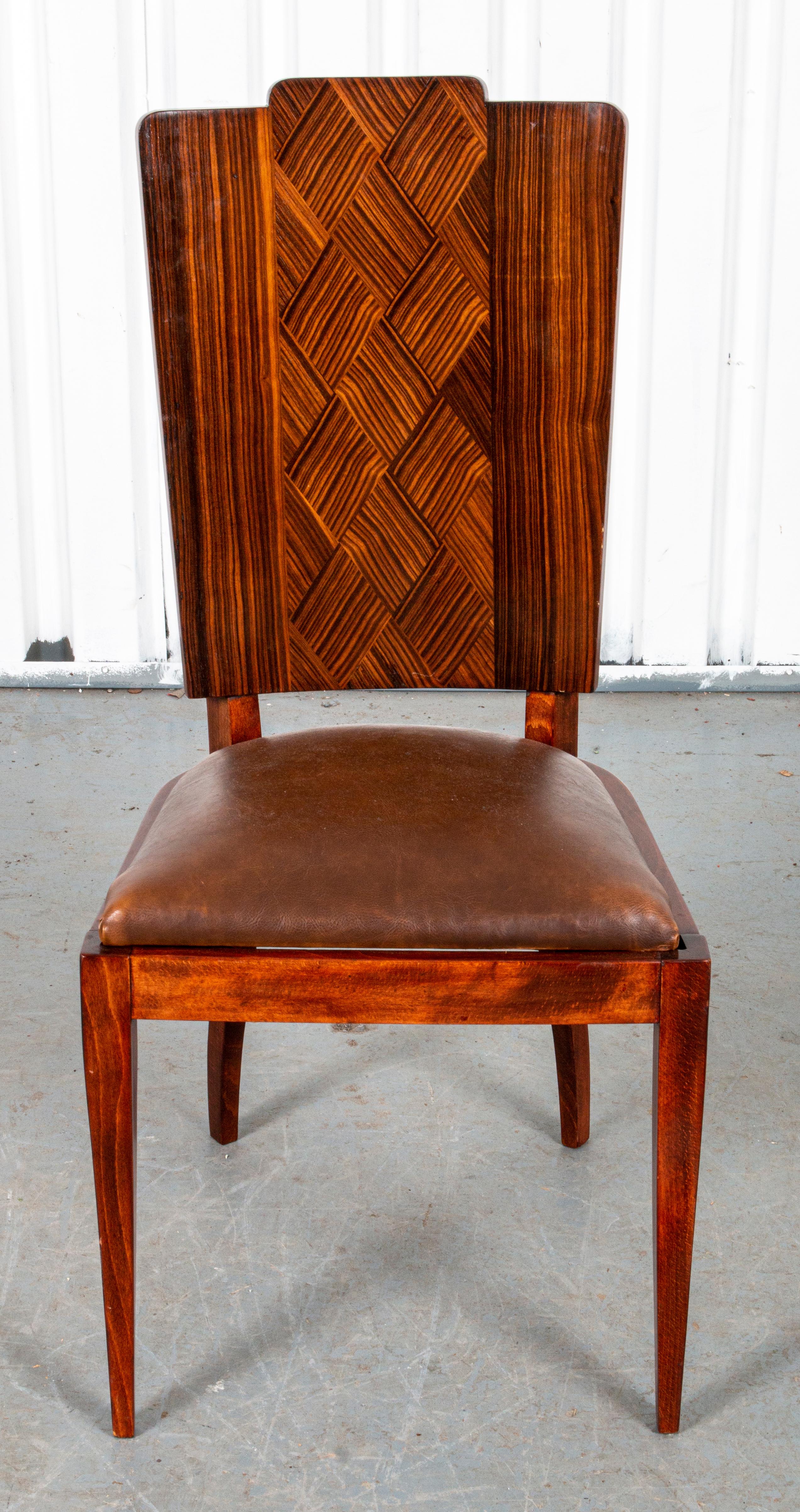Art Deco Hardwood and Leather Side Chair In Good Condition For Sale In New York, NY