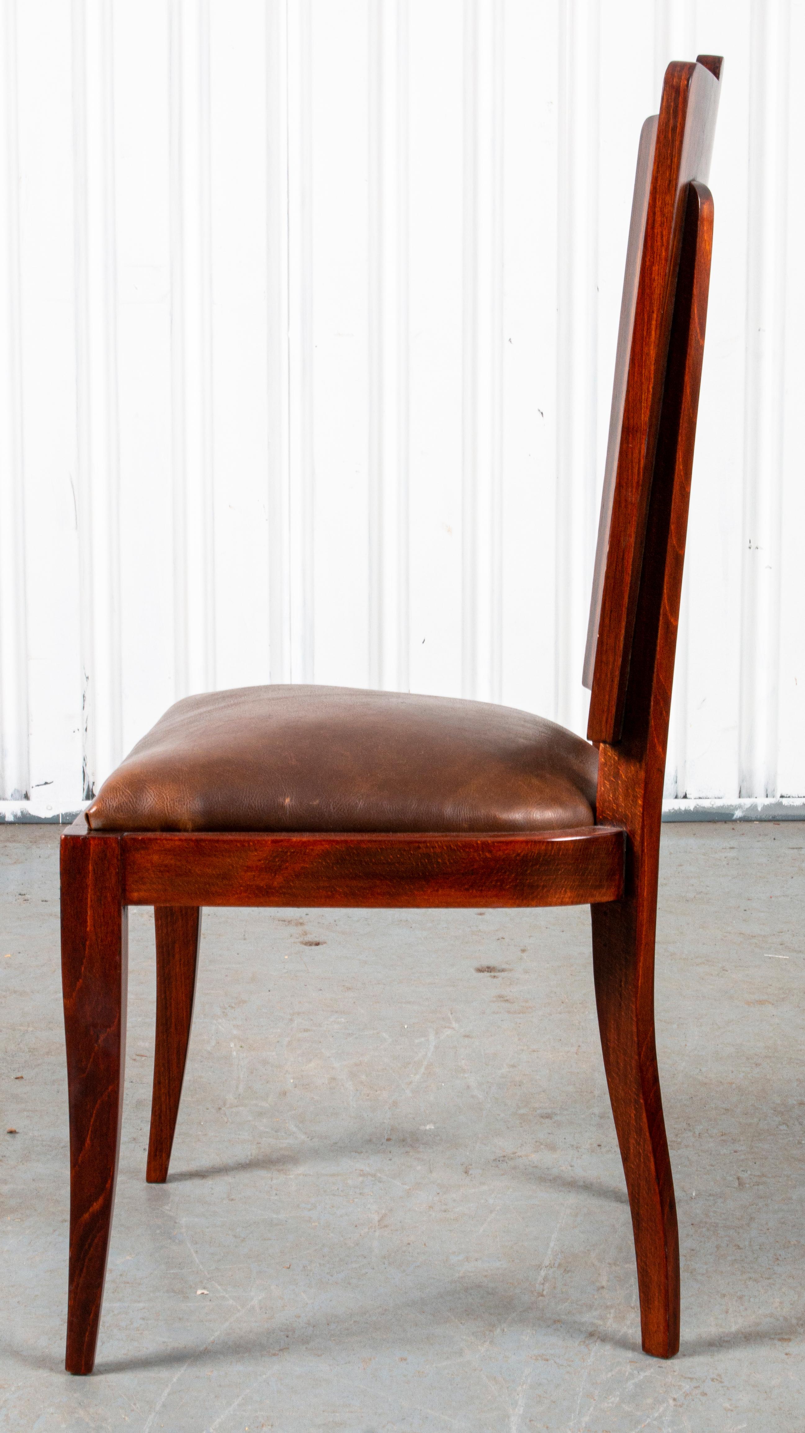 Art Deco Beistellstuhl aus Hartholz und Leder im Angebot 1
