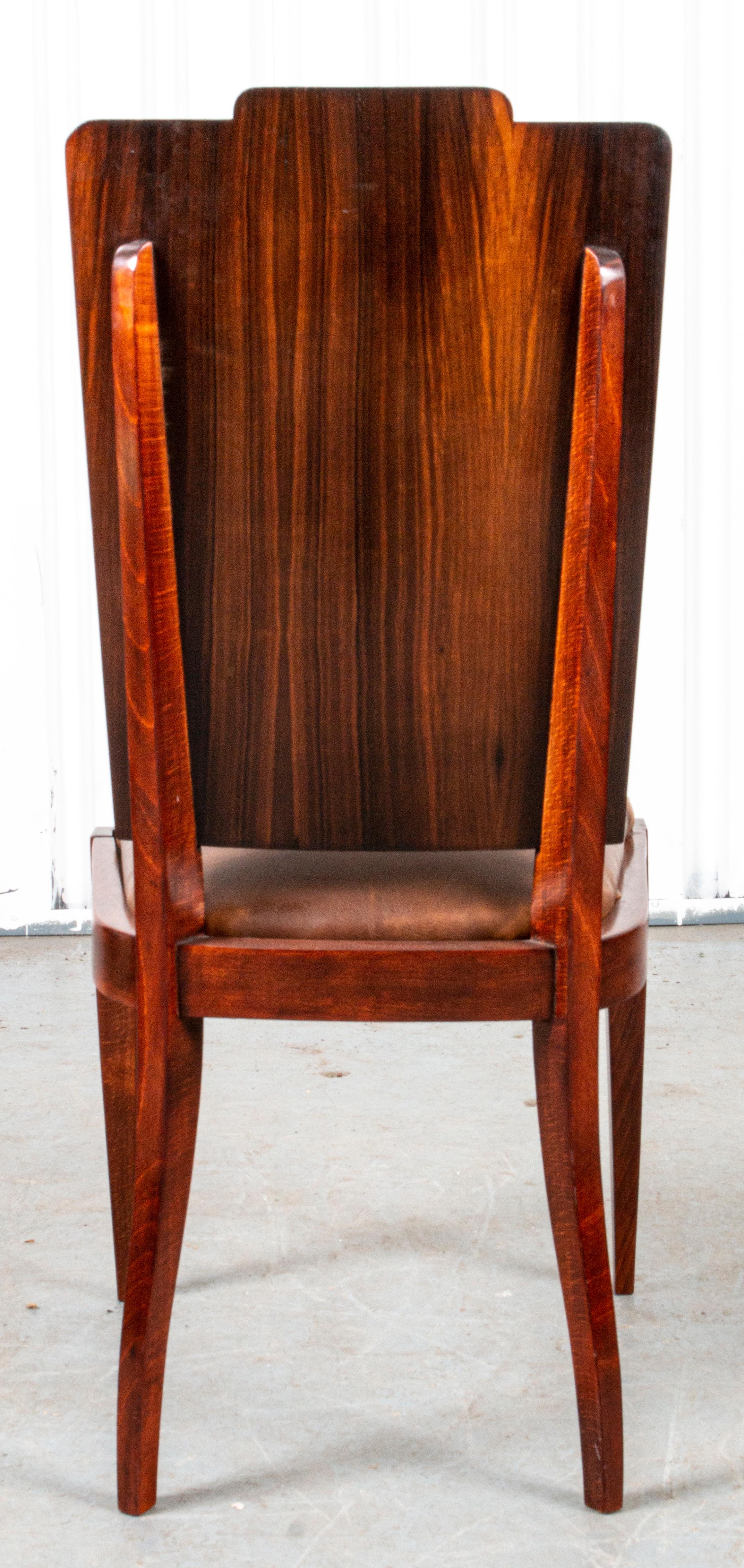 Art Deco Beistellstuhl aus Hartholz und Leder im Angebot 2