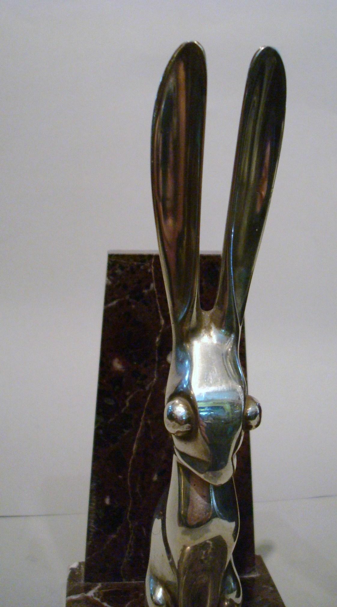 Art Deco Hare or Rabbit bookends designed by Becquerel For Sale 2