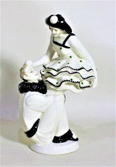Art Deco Harlequin Glazed Earthenware Figurine