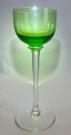 Art Deco Hauke mit Label 6 Bohemia Likör Uran oder Vaseline Glas