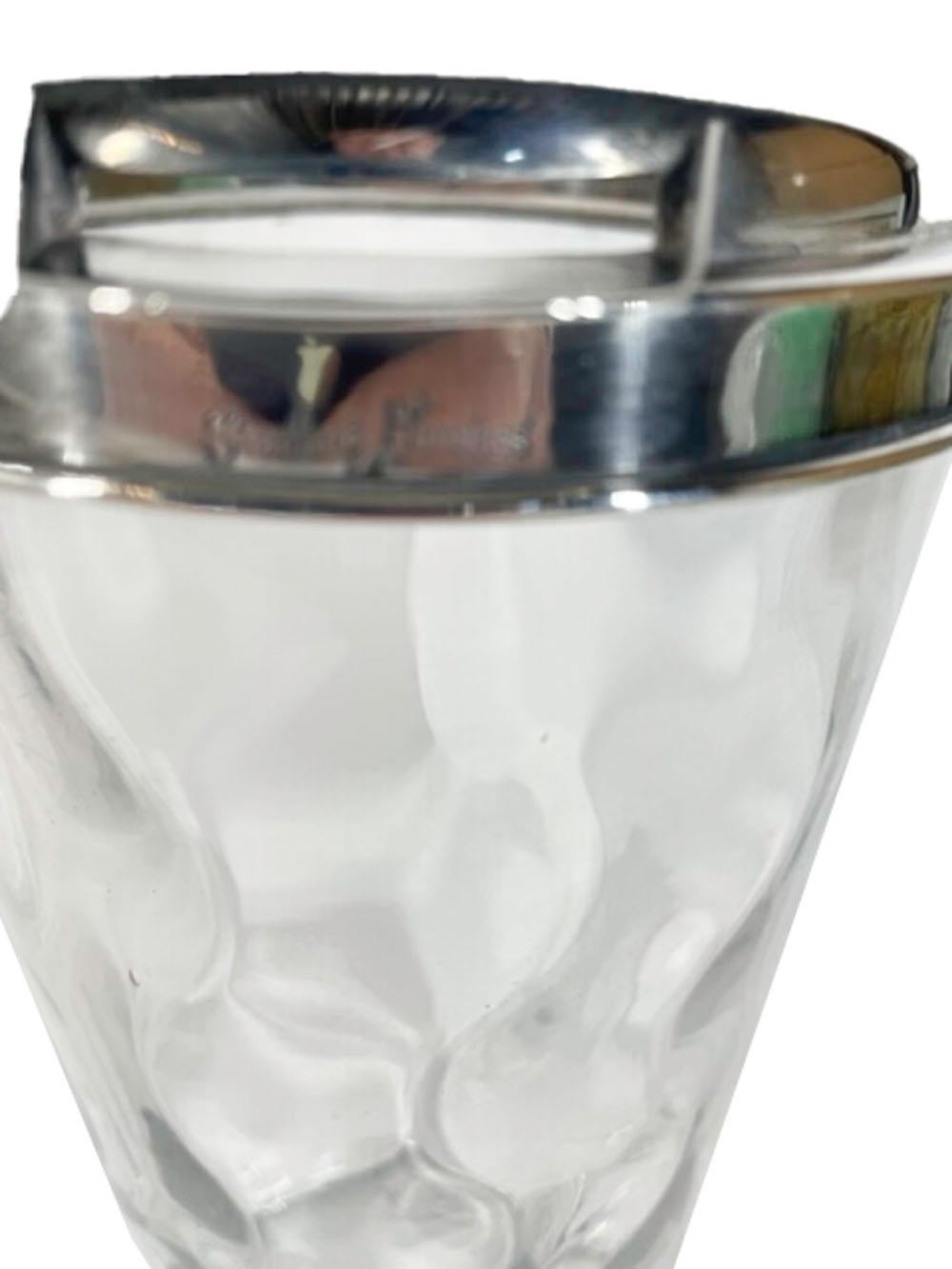 20th Century Art Deco, Hawkes Martini / Cocktail Pitcher, Optical Glass with Sterling Ice Dam