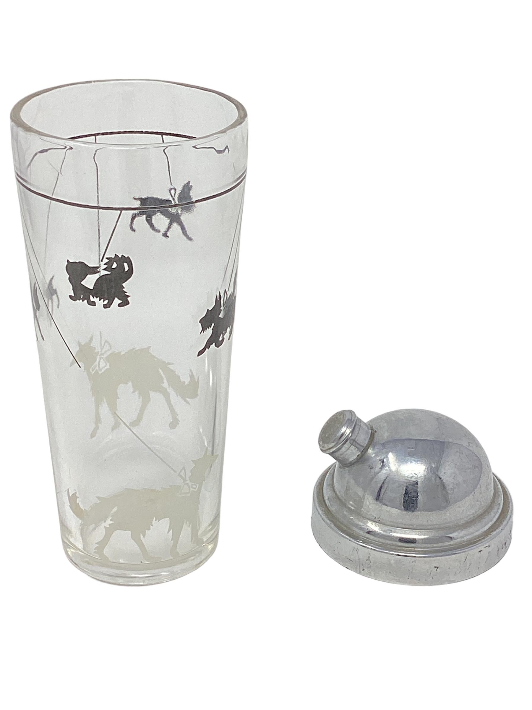 Art Deco Hazel-Atlas Cocktail Shaker with Leashed Dogs For Sale 2