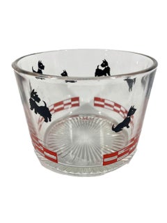 Art Deco Hazel-Atlas Ice Bowl with Black Scottish Terriers over Red Check Band