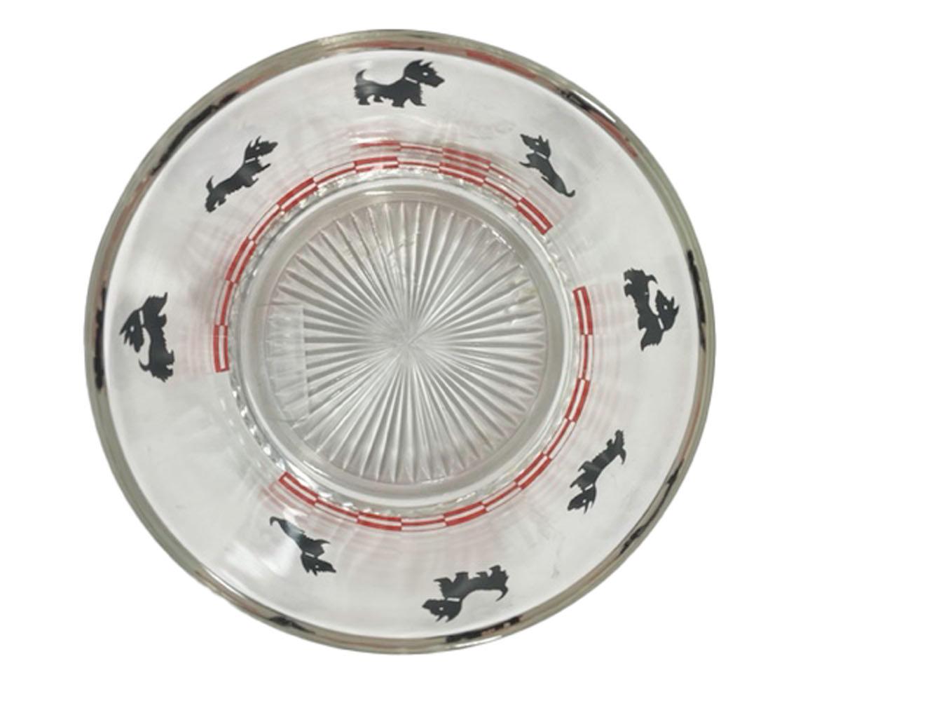 American Art Deco Hazel-Atlas Ice Bowl with Black Scottish Terriers over Red Check Band For Sale