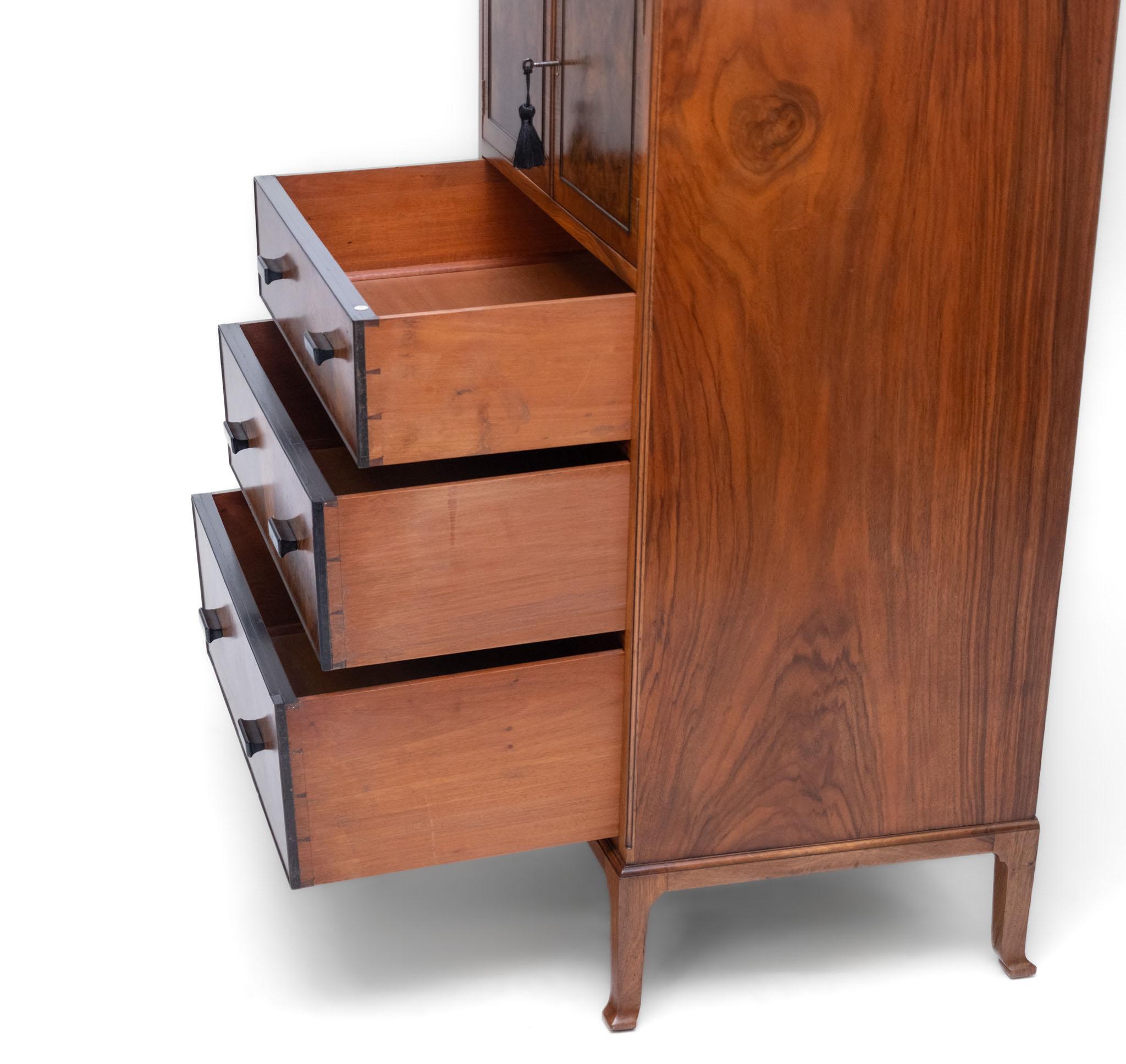 Art Deco Heals Figured Walnut Tallboy Chest Of Drawers Of Small Proportions 1930 For Sale 5