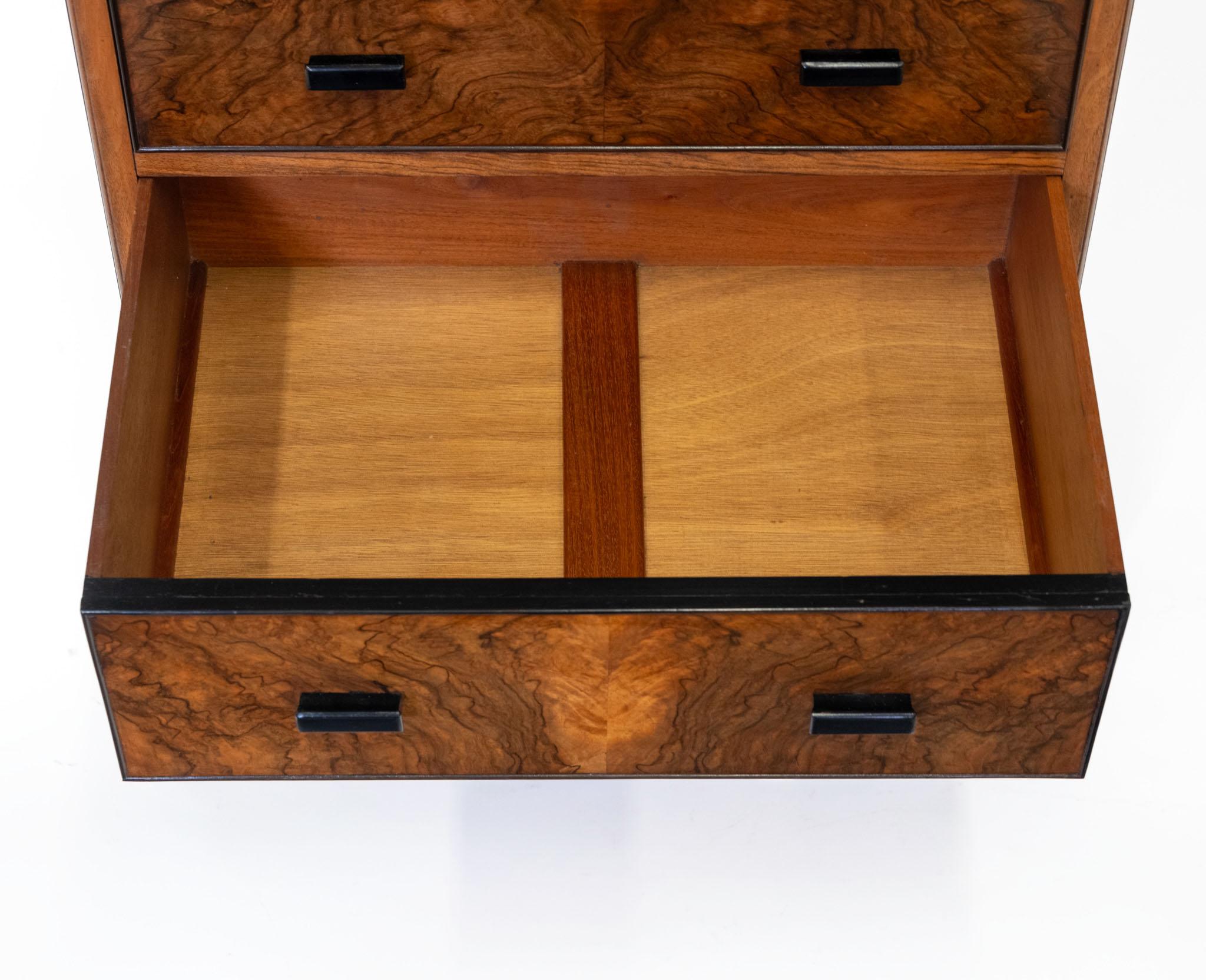 Art Deco Heals Figured Walnut Tallboy Chest Of Drawers Of Small Proportions 1930 For Sale 9