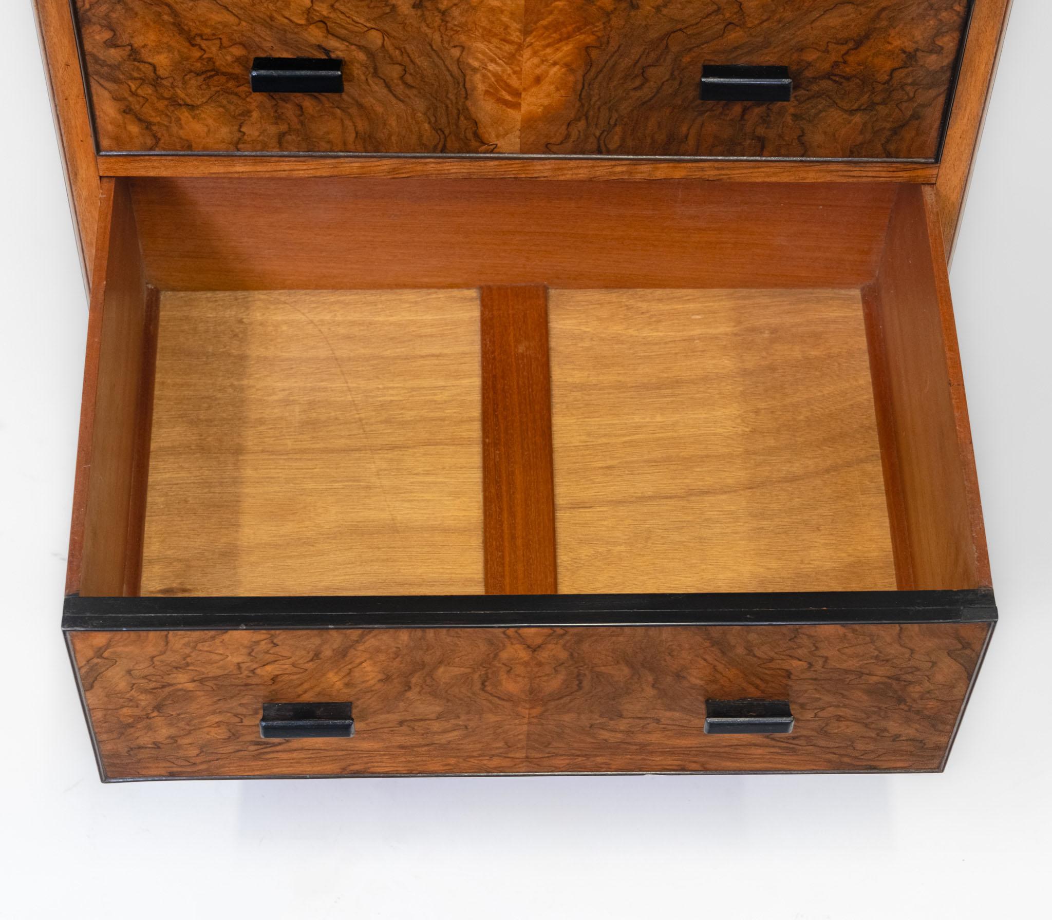 Art Deco Heals Figured Walnut Tallboy Chest Of Drawers Of Small Proportions 1930 For Sale 10