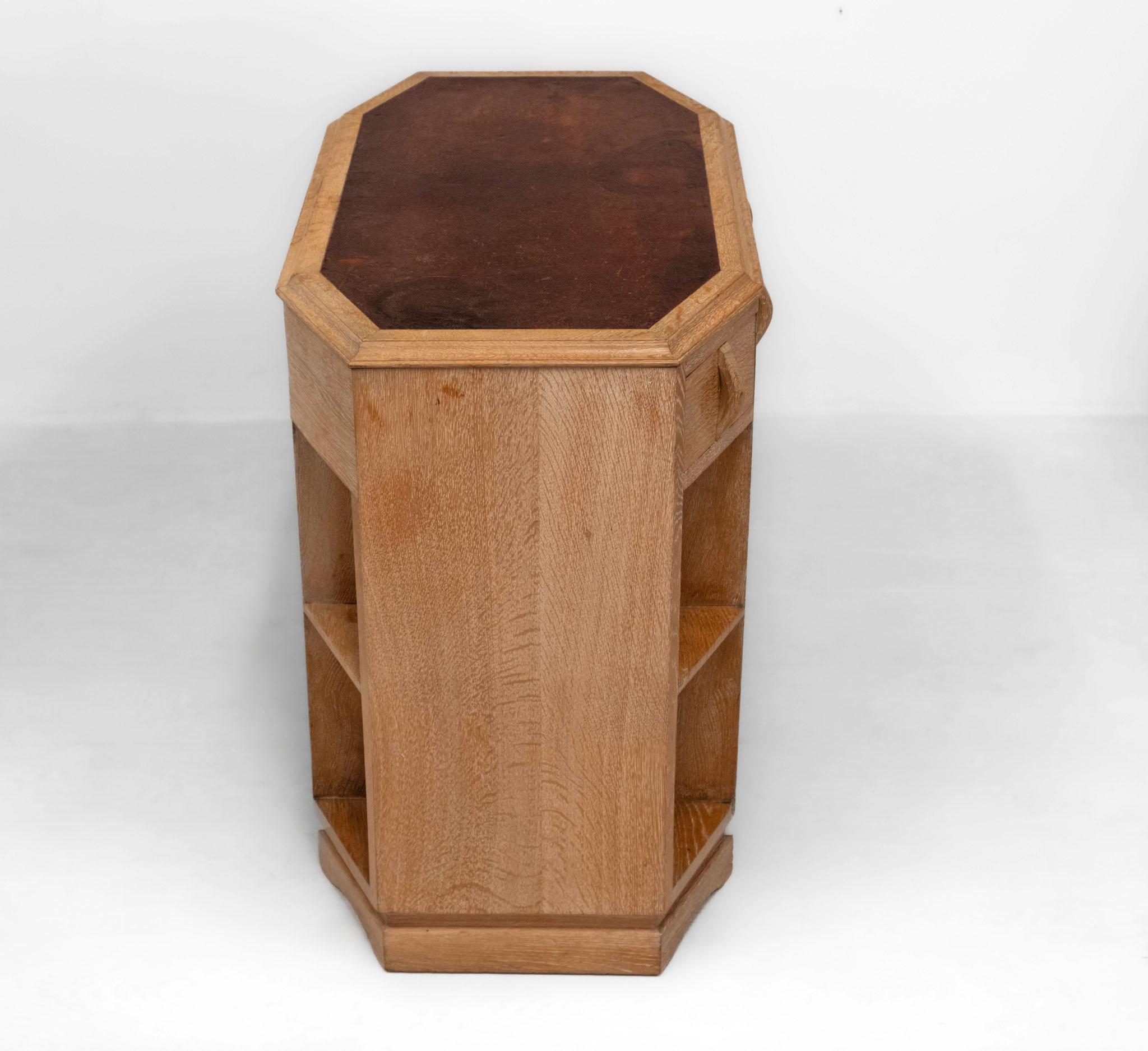 Art Deco Heals Limed Oak Octagonal Writing Desk Double Sided Bookcase 1930 en vente 3