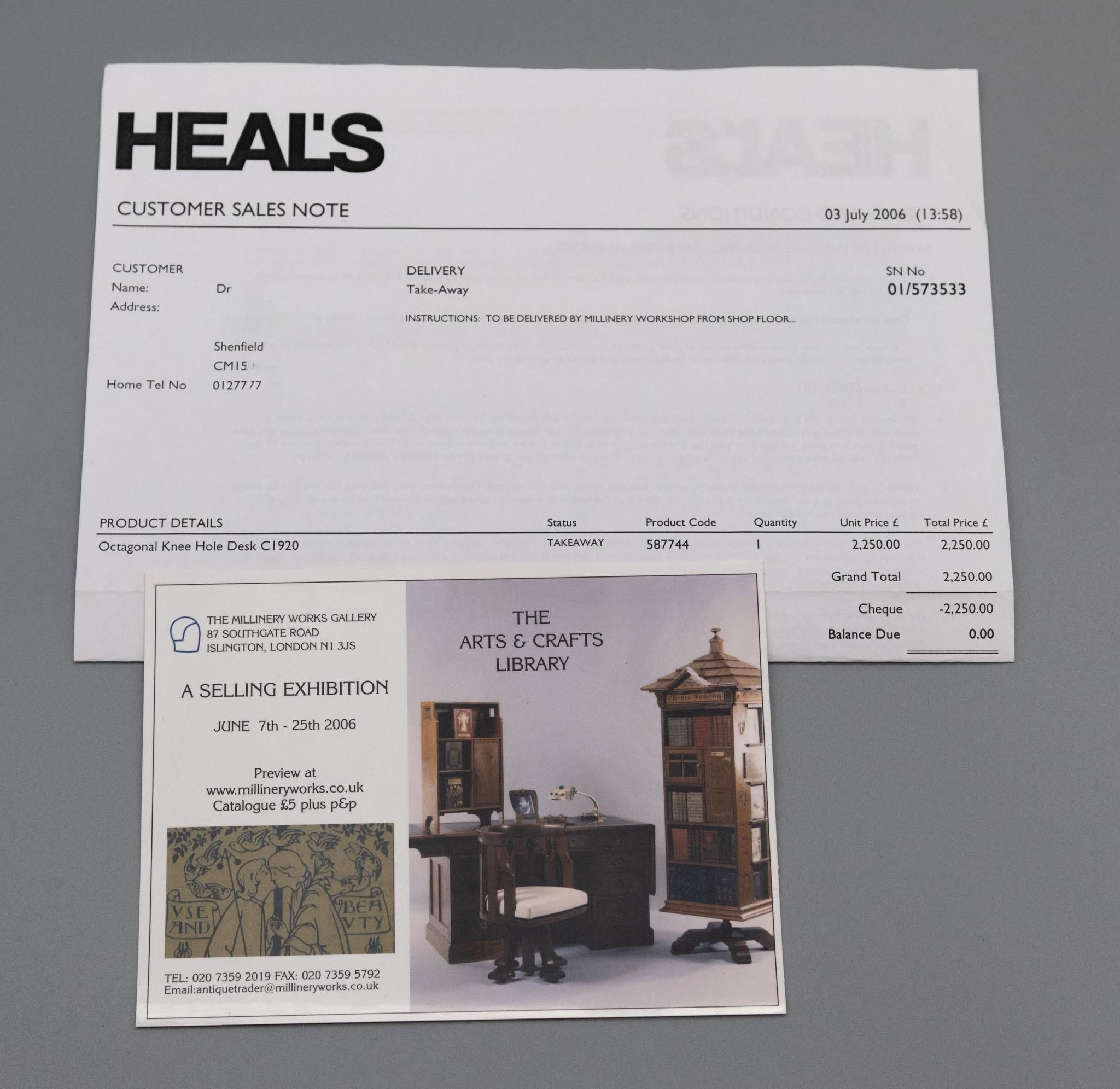 Art Deco Heals Limed Oak Octagonal Writing Desk Double Sided Bookcase 1930 en vente 10