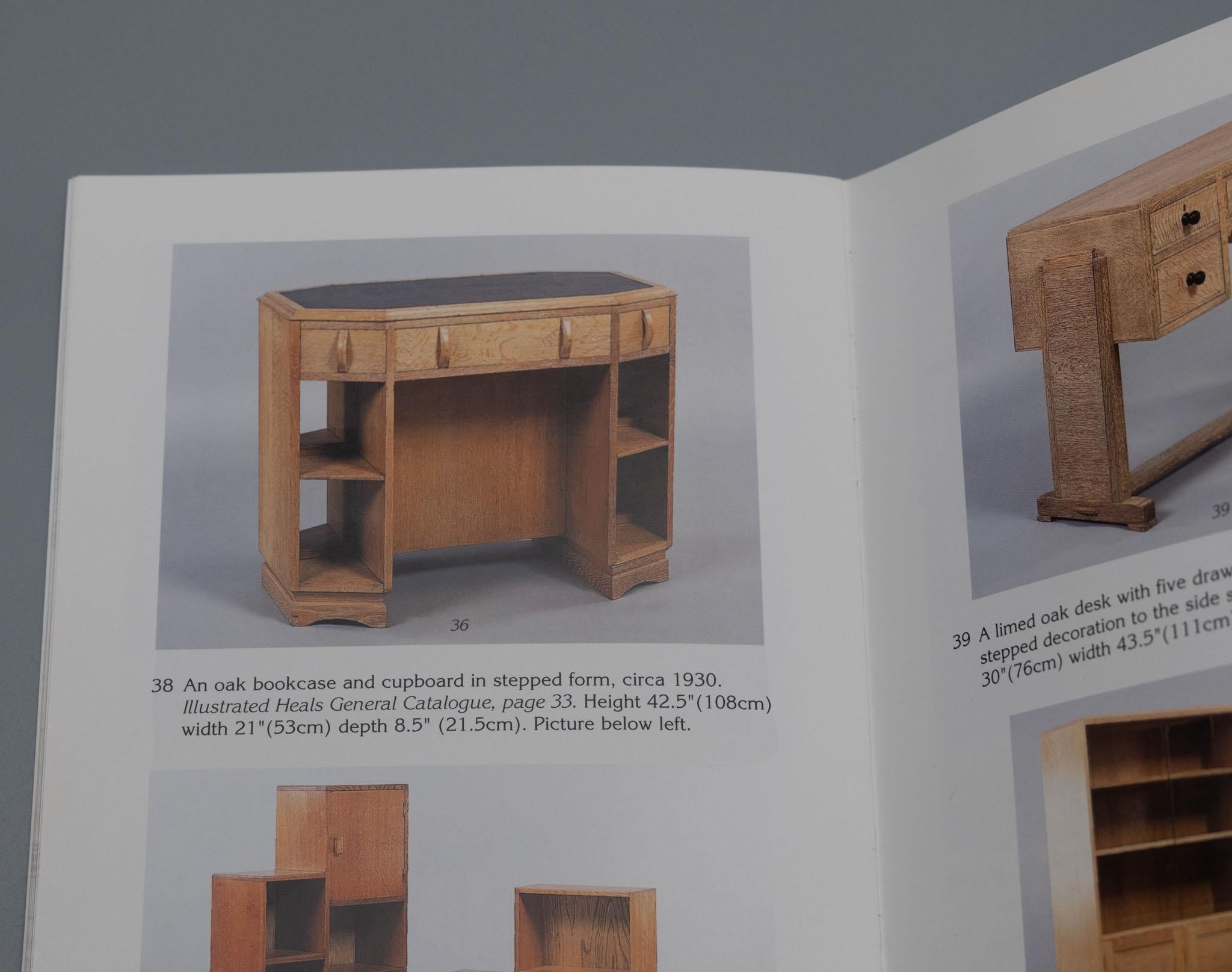 Art Deco Heals Limed Oak Octagonal Writing Desk Double Sided Bookcase 1930 en vente 11