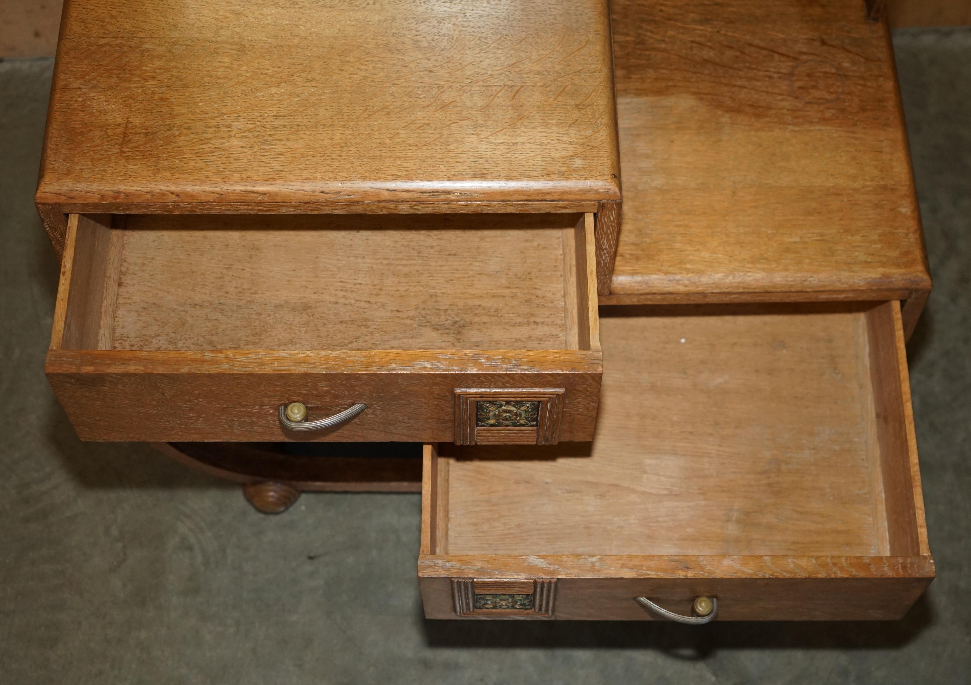 ART DECO HEALS LONDON LiMED OAK DRESSING TABLE & STOOL PART OF A LARGE SUITE For Sale 8