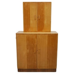 Art Deco Heal's of London Satin Birch Cocktail Cabinet