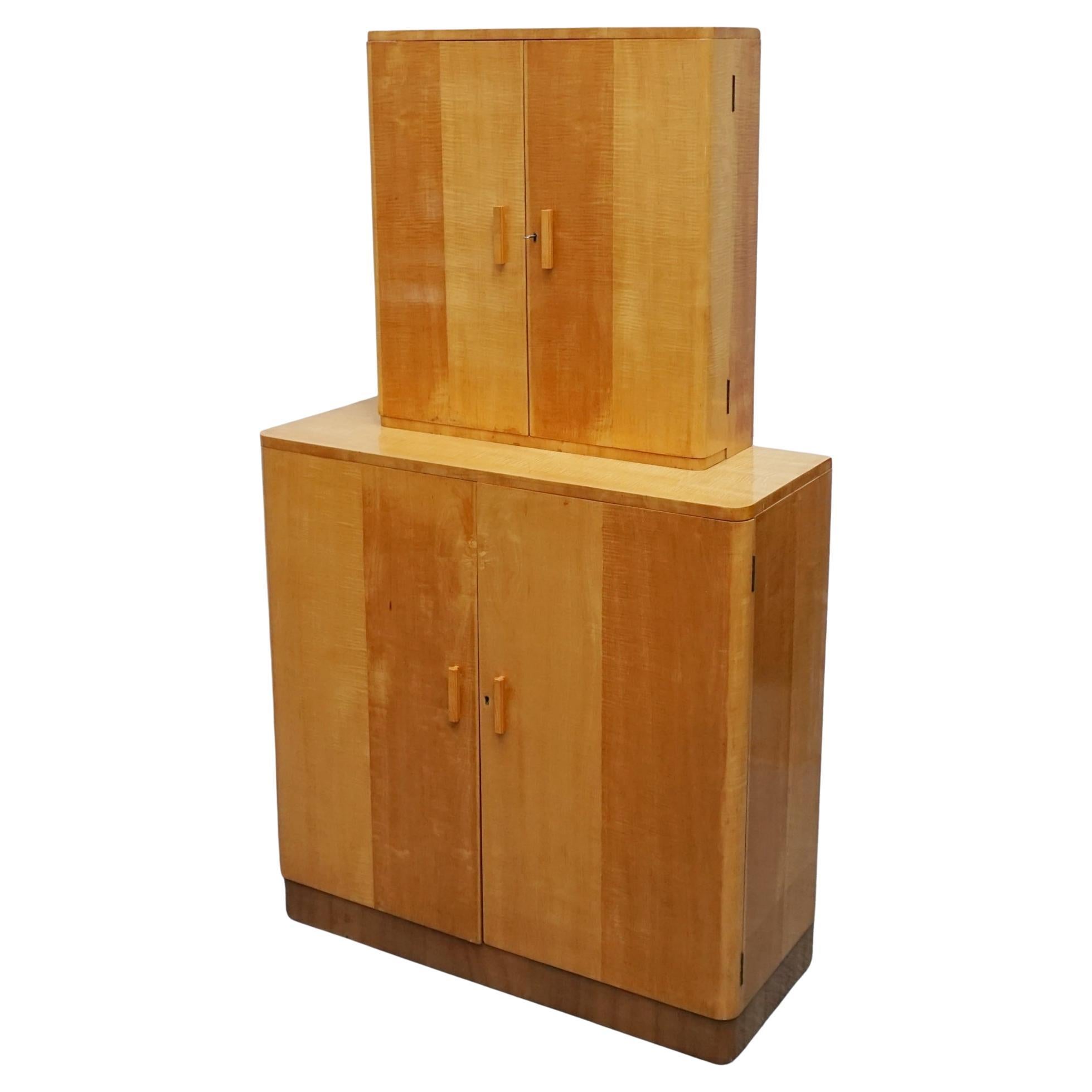 Art Deco Heal's of London Satin Birch Cocktail Cabinet  For Sale