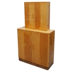 Used Art Deco Heal's of London Satin Birch Cocktail Cabinet 