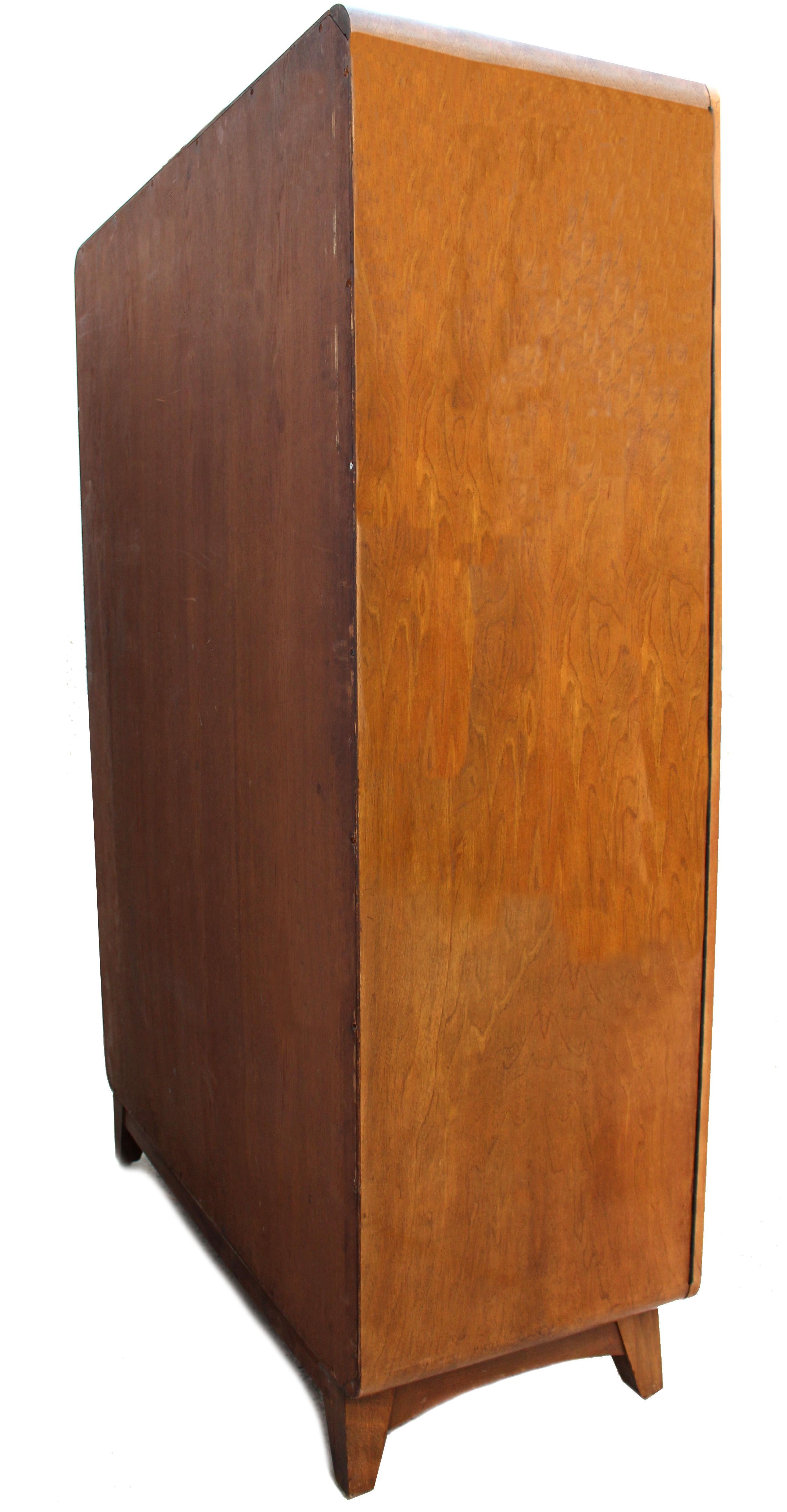 Oak Art Deco Heavily Figured Double Wardrobe, circa 1930