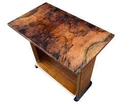 Art Deco Heavily Figured Walnut Console, Hall Table, circa 1930