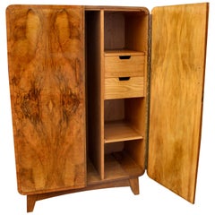 Vintage Art Deco Heavily Figured Walnut Gents Wardrobe, Tallboy, circa 1930