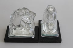 Art Deco Heisey Glass Horse head Bookends