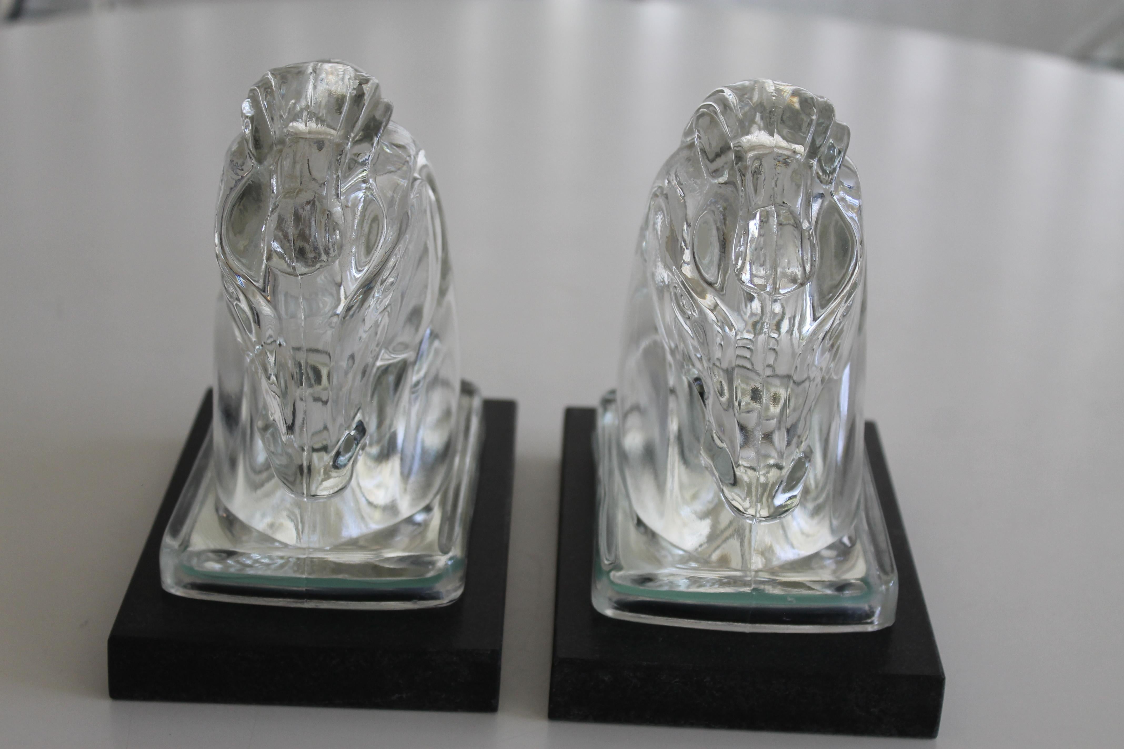 glass horse bookends