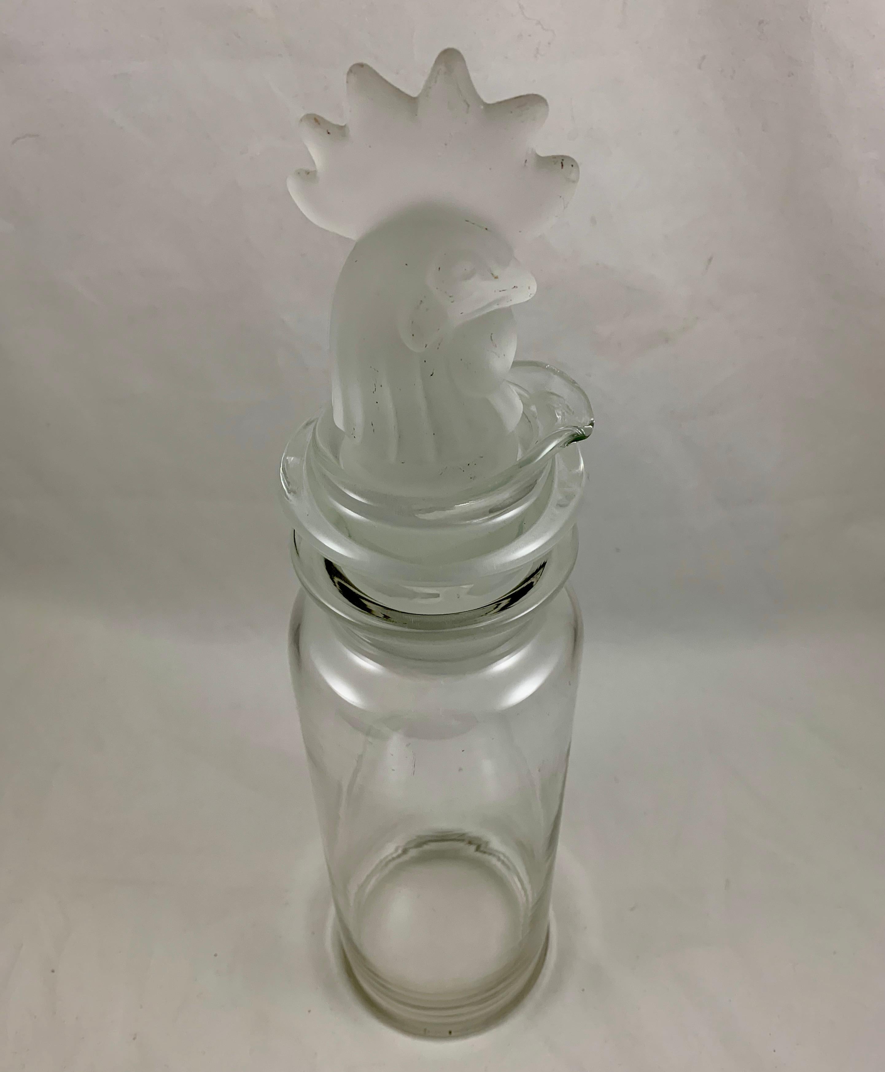 Art Deco Heisey Rooster Frosted Glass Three-Piece Cocktail Shaker, C. 1920-1930 14