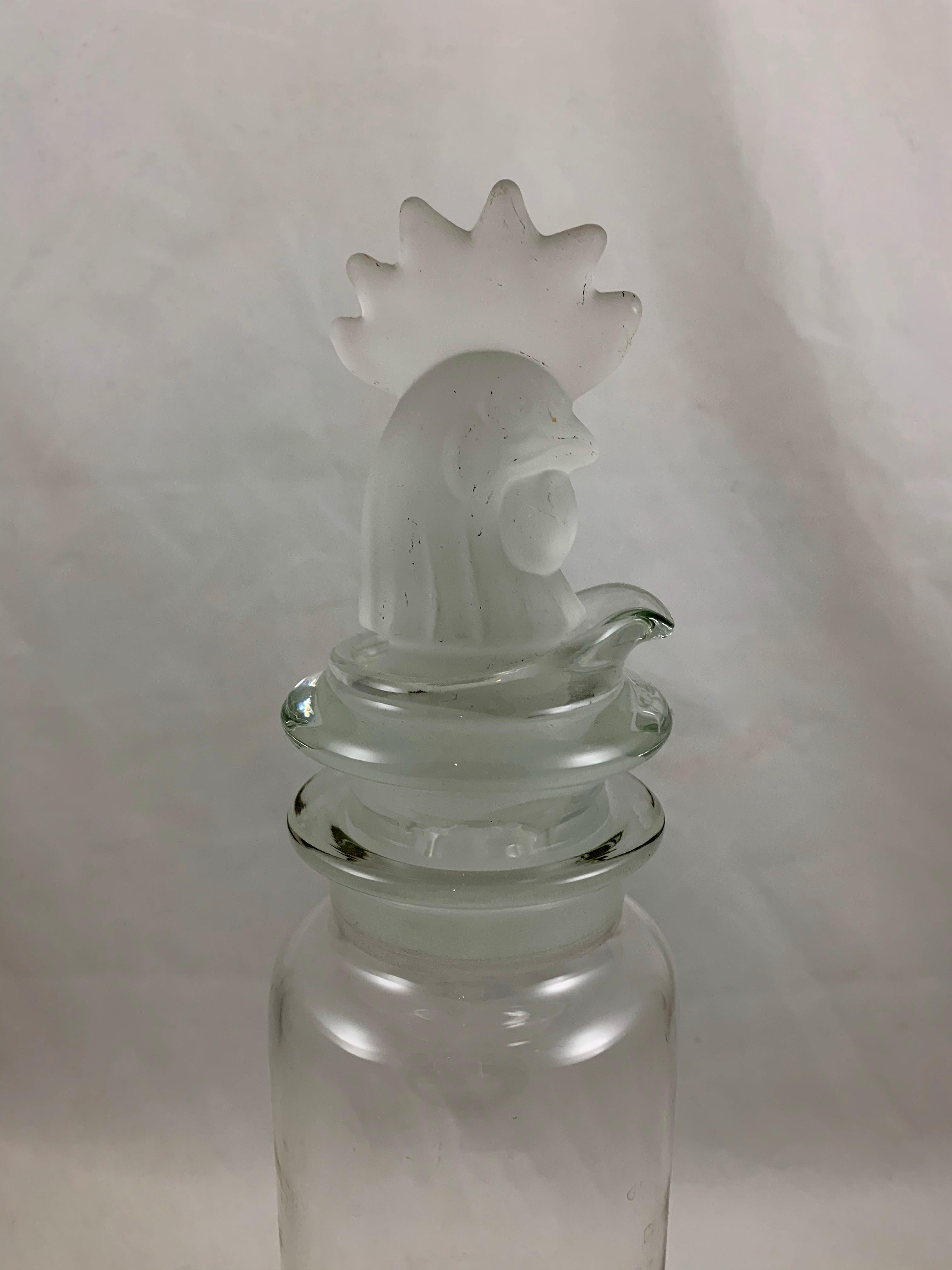 Art Deco Heisey Rooster Frosted Glass Three-Piece Cocktail Shaker, C. 1920-1930 15