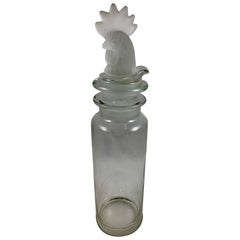 Art Deco Heisey Rooster Frosted Glass Three-Piece Cocktail Shaker, C. 1920-1930