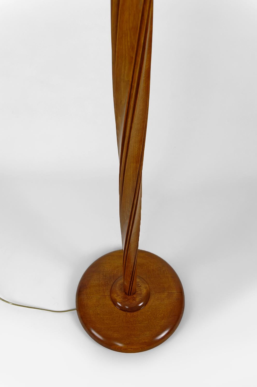 Mid-20th Century Art Deco Helical Floor Lamp with Opaline, France, circa 1930 For Sale