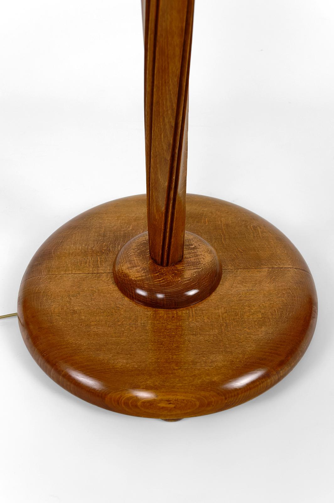 Glass Art Deco Helical Floor Lamp with Opaline, France, circa 1930