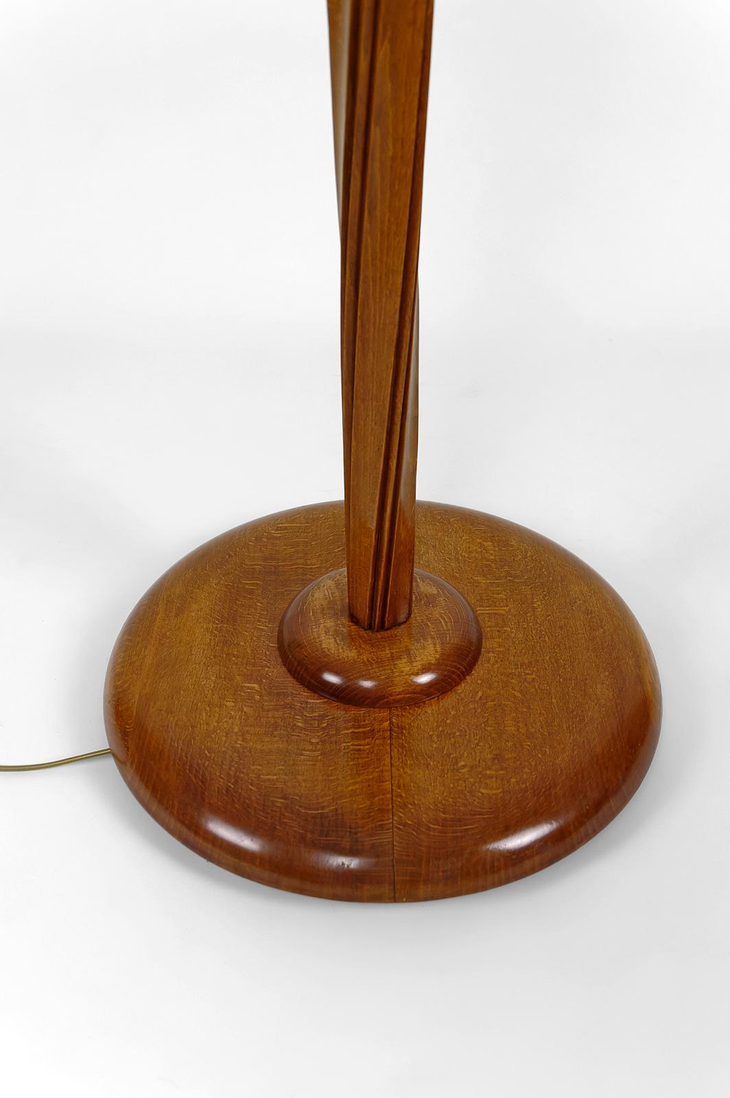 Art Deco Helical Floor Lamp with Opaline, France, circa 1930 For Sale 1