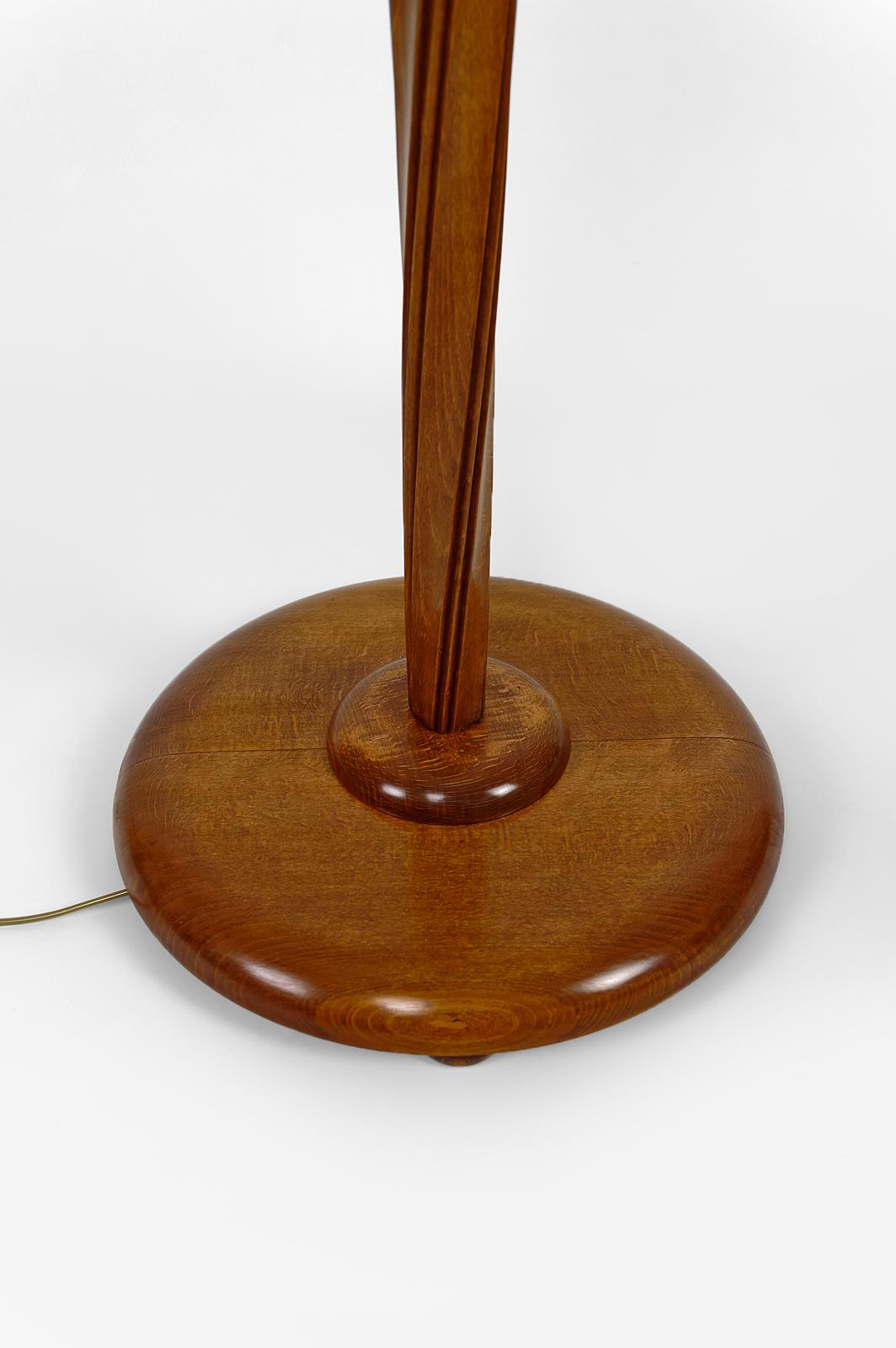 Art Deco Helical Floor Lamp with Opaline, France, circa 1930 For Sale 2