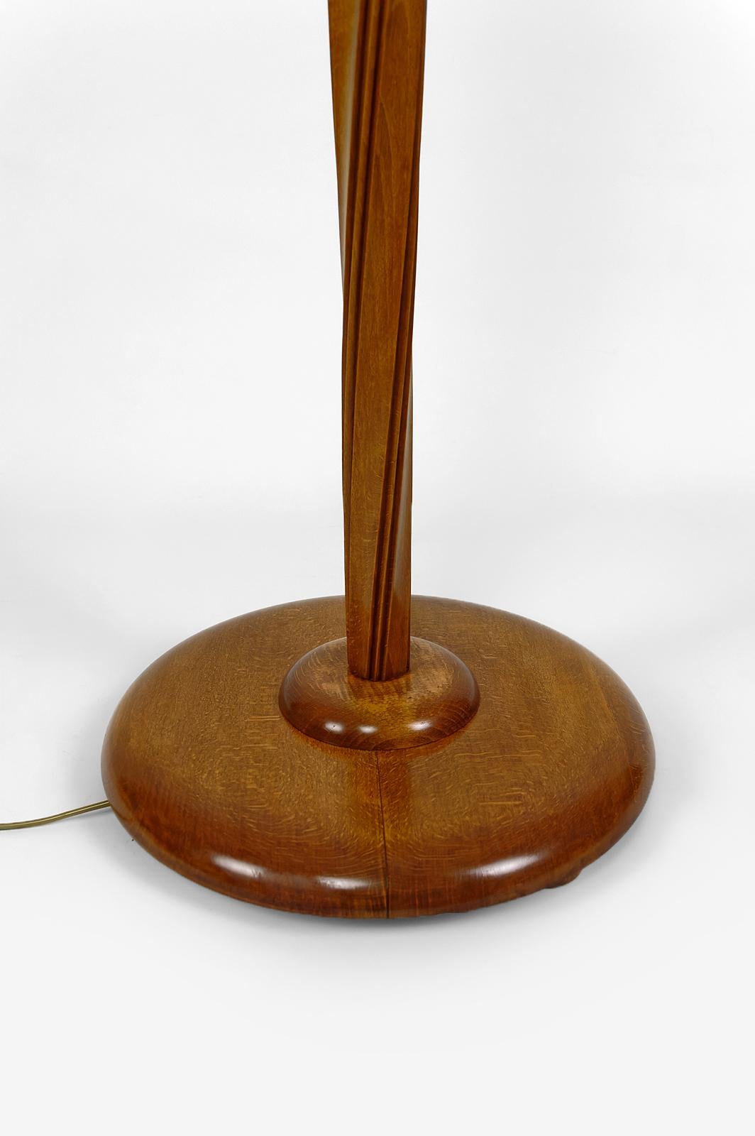 Art Deco Helical Floor Lamp with Opaline, France, circa 1930 For Sale 3