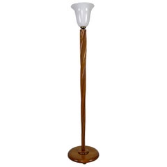 Art Deco Helical Floor Lamp with Opaline, France, circa 1930