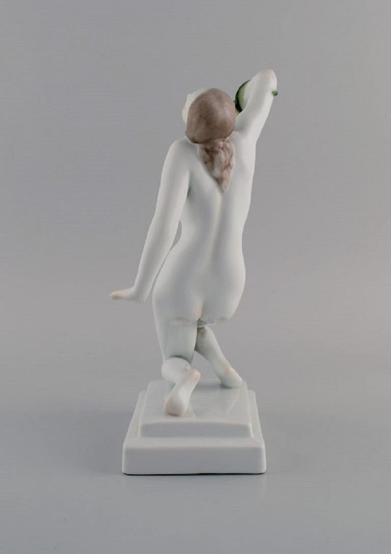 Art Deco Herend Porcelain Figurine, Cleopatra with Snake, Mid-20th Century For Sale 1