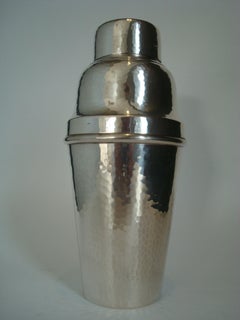 Art Deco Hermes Paris Hammered Silver Cocktail Shaker, 1930, France