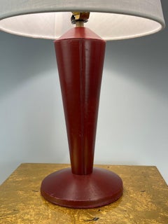 Lampe de table Art déco Hermés en cuir rouge