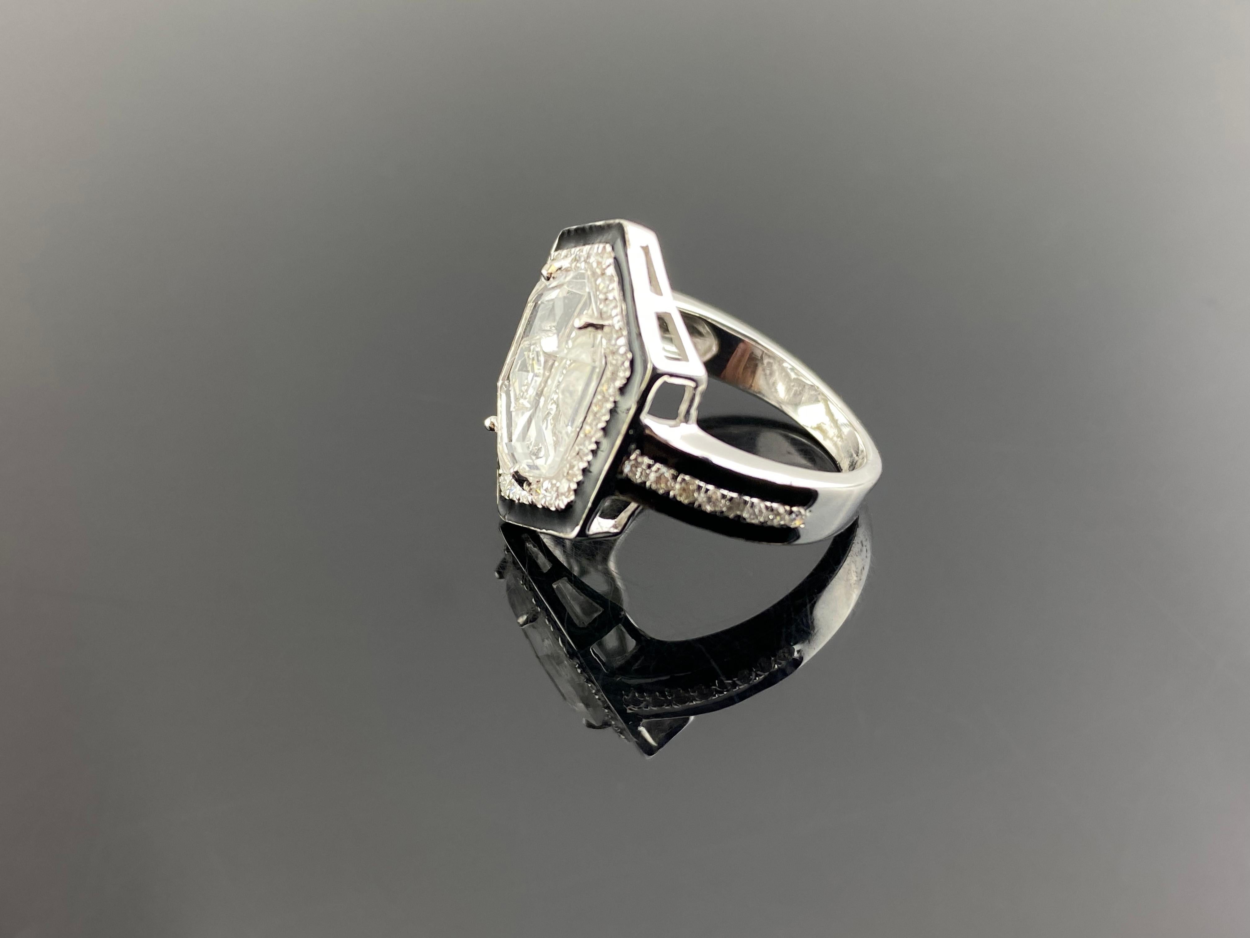 Art Deco Sechseck Diamant und Bergkristall inspiriert Vintage Verlobungsring (Art déco) im Angebot