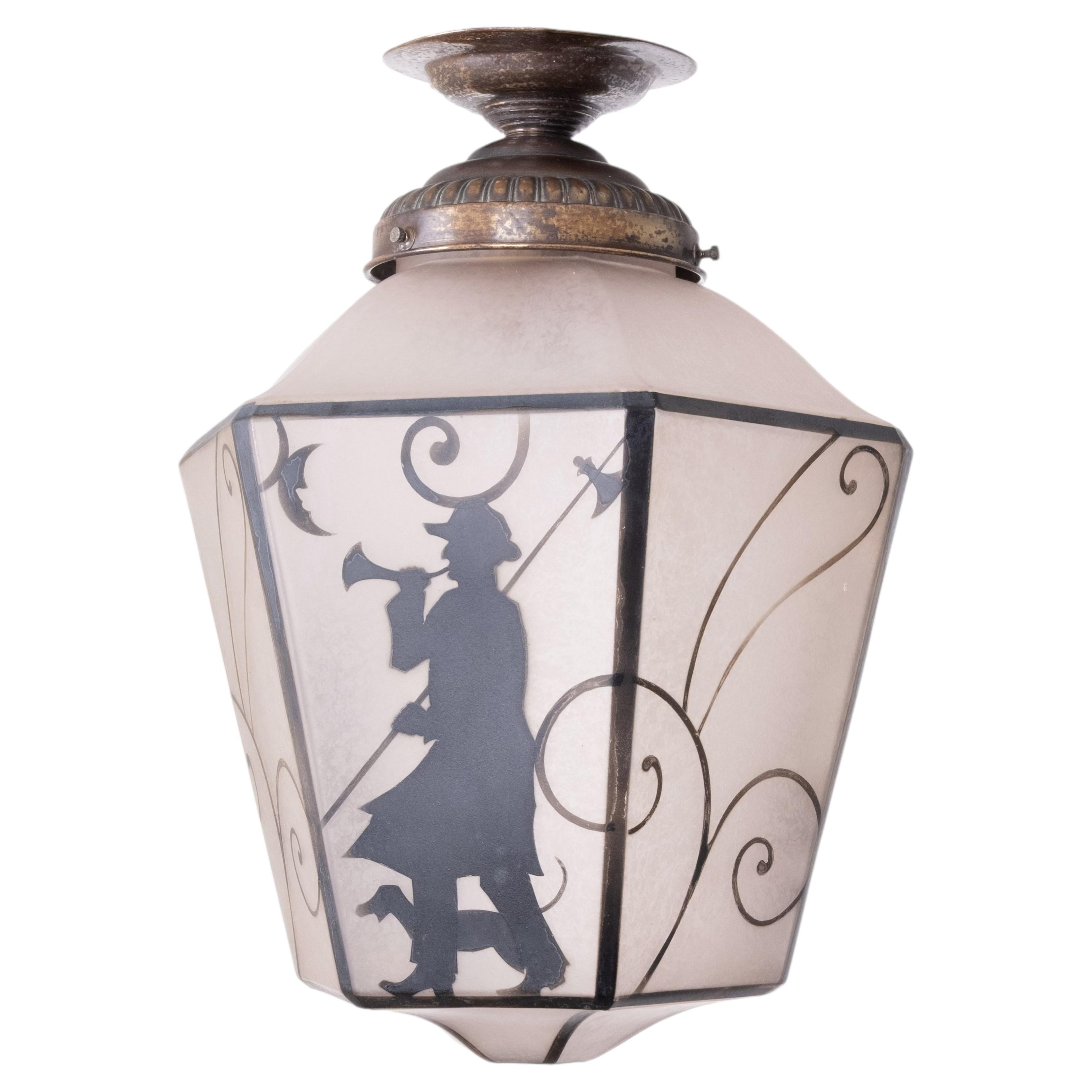 Art Deco Hexagon Hall Lamp night watcher 1920s Germany For Sale
