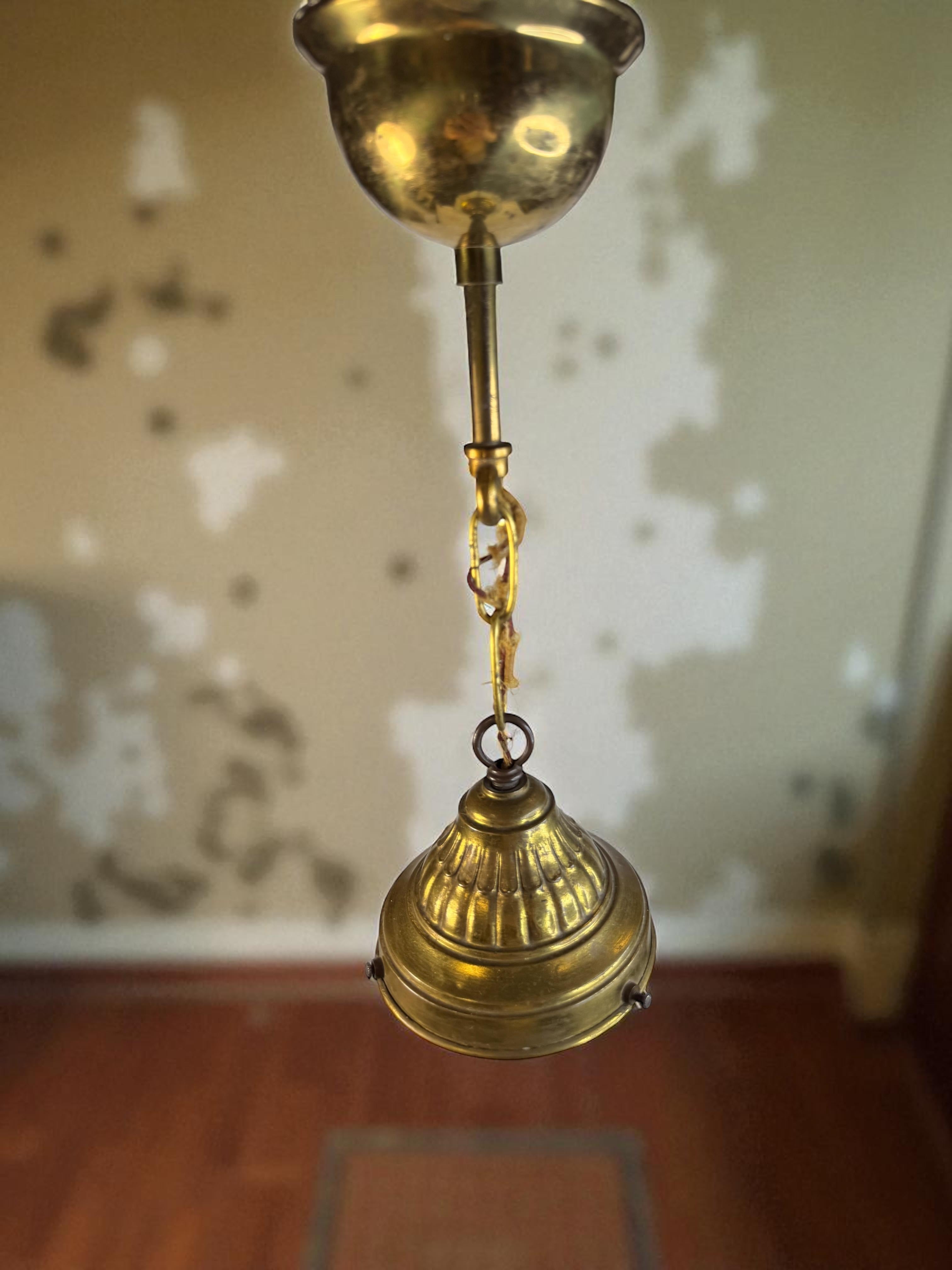 Art deco Hexagonal Frosted Glass Pendant Light 1920s Belgium For Sale 10