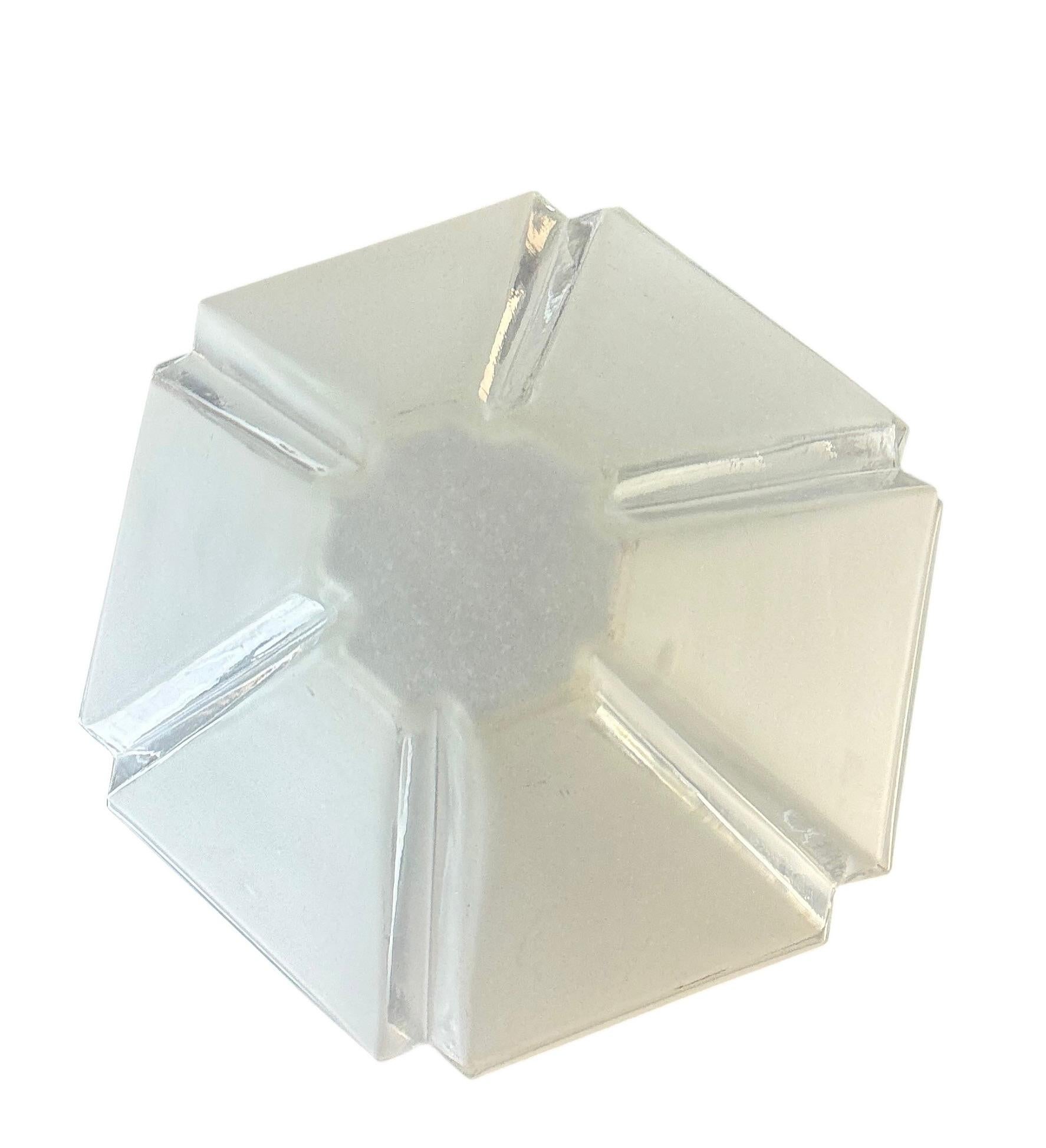 Art deco Hexagonal Frosted Glass Pendant Light 1920s Belgium In Good Condition For Sale In Nuernberg, DE