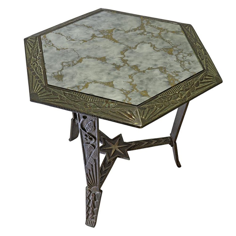 American Art Deco Hexagonal Side Table For Sale