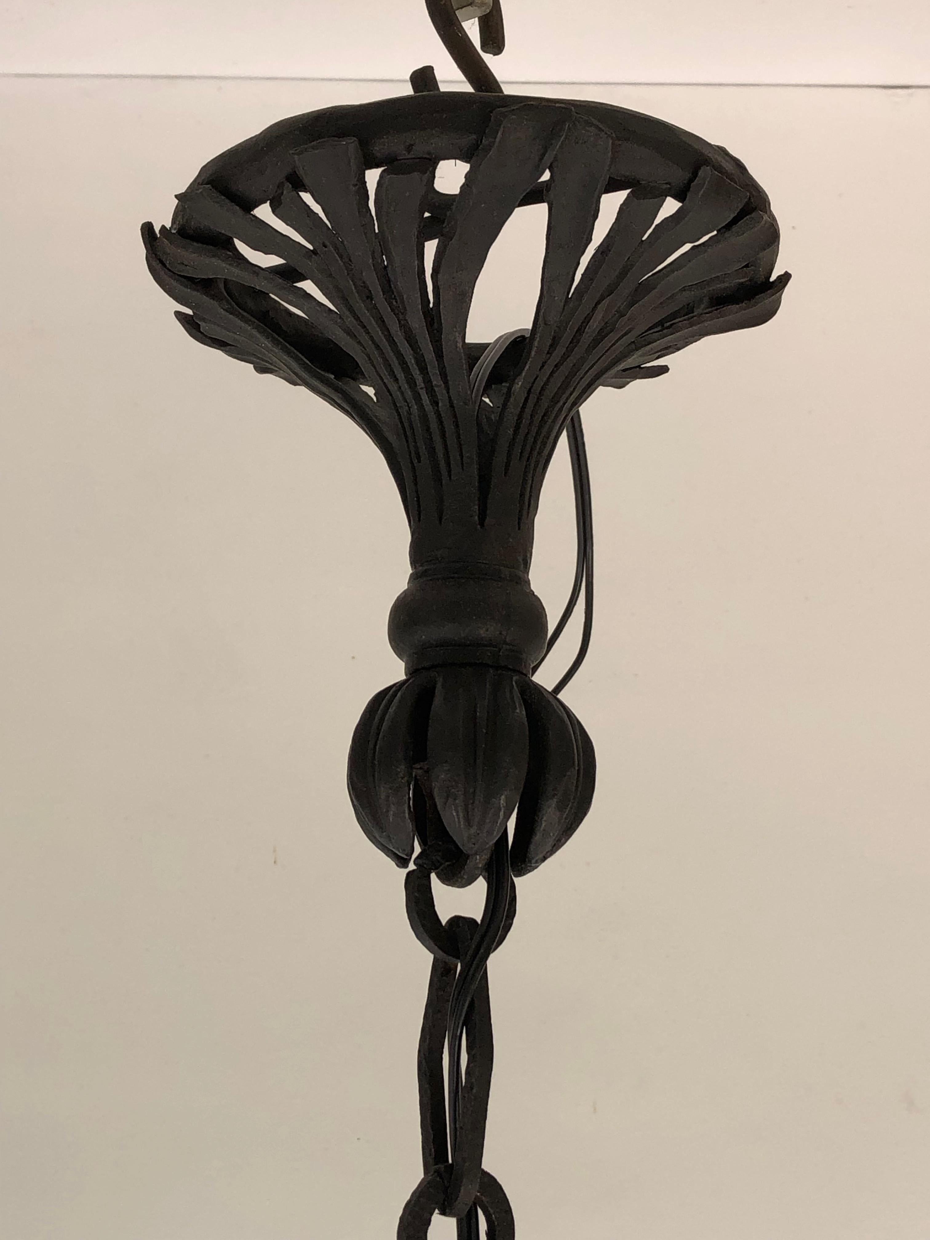 Art Deco Hexagonal Wrought Iron Lantern For Sale 6