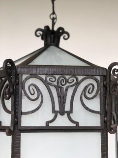 Art Deco Hexagonal Wrought Iron Lantern