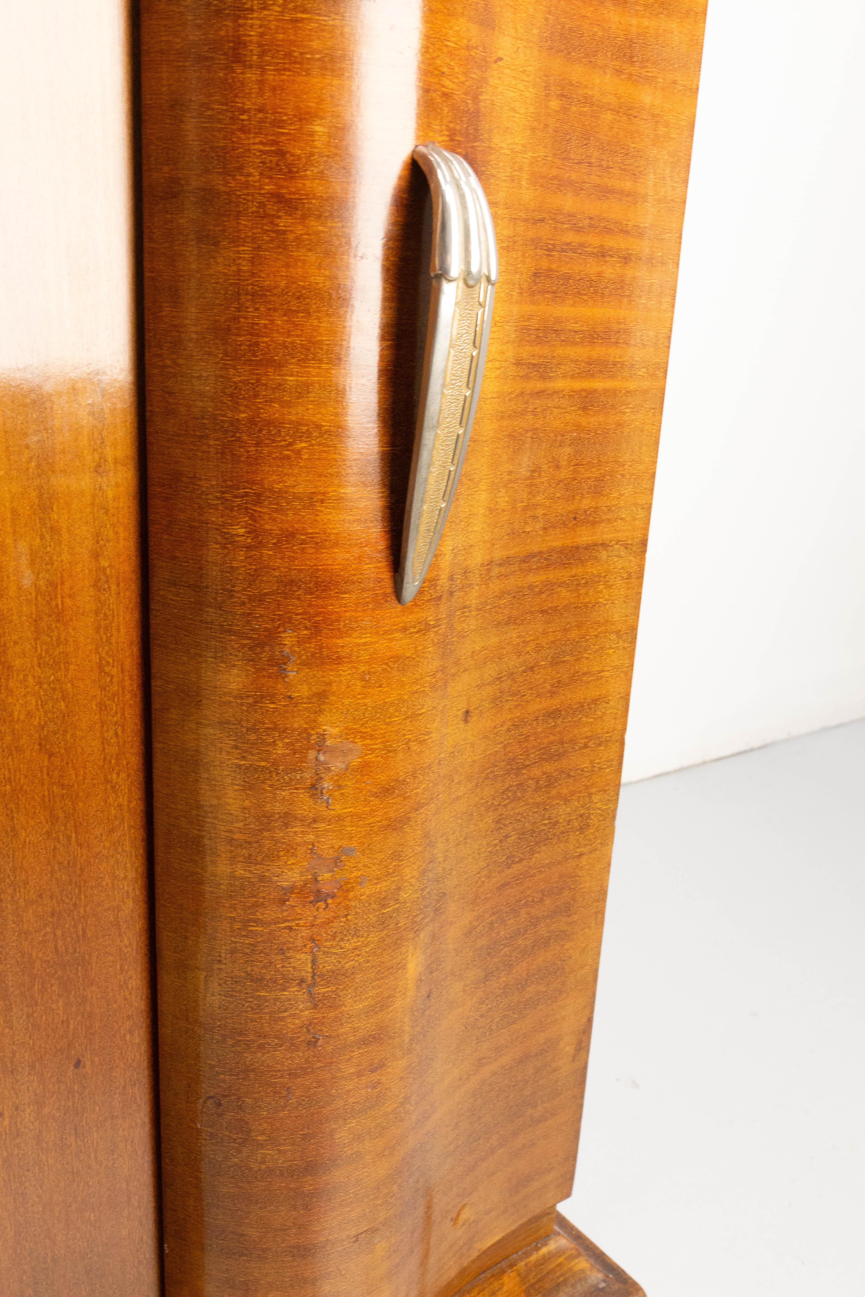 Mid-20th Century Art Deco Hi Fi Bar Cocktail Cabinet, Burr Exotic Wood & Chrome France, c. 1930