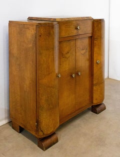 Art Deco Hi Fi Bar Cocktail Cabinet, Burr Walnut, France, circa 1930