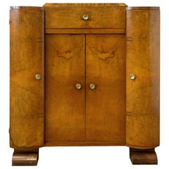 Art Deco Hi Fi Bar Cocktail Cabinet, Burr Walnut, France, circa 1930