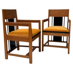 Poltrone Art Déco con schienale alto di Cor Alons, in velluto a coste color senape, 1927