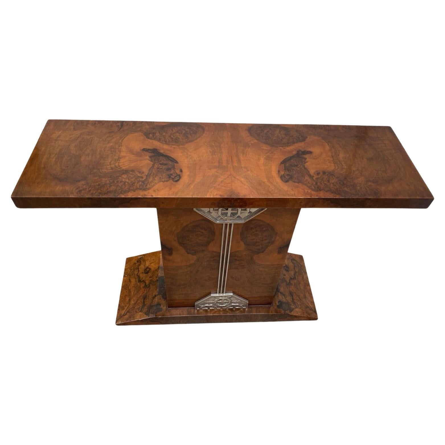 Art Deco High End Walnut Console-Side Table, French, c1930 For Sale 6