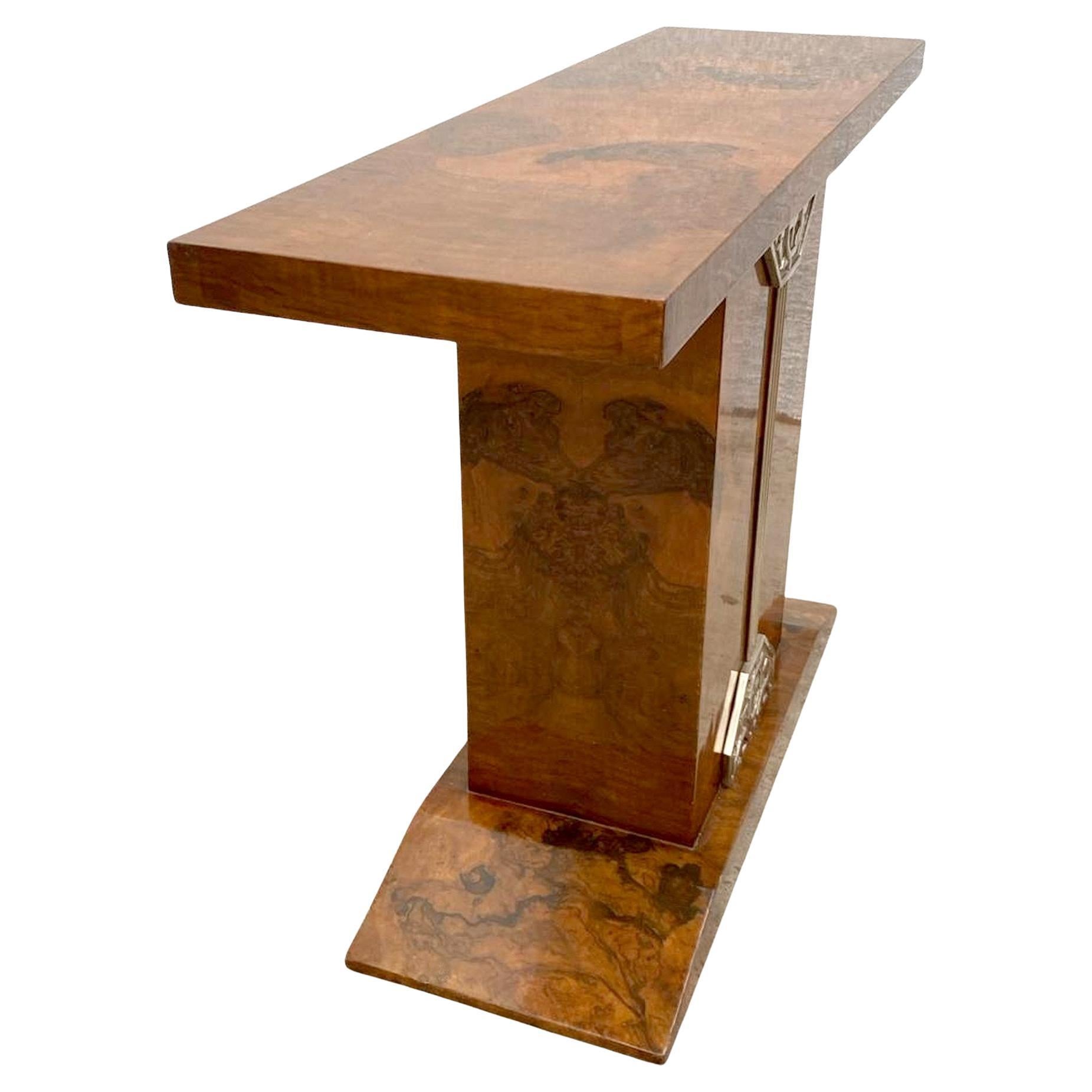 Art Deco High End Walnut Console-Side Table, French, c1930 For Sale 8